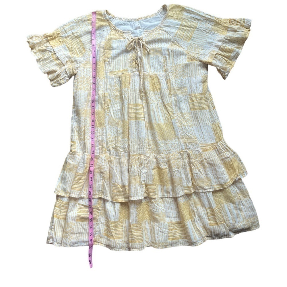 Caslon Womens Yellow White Patchwork Print Ruffle Minidress size X-Large - Picture 9 of 12